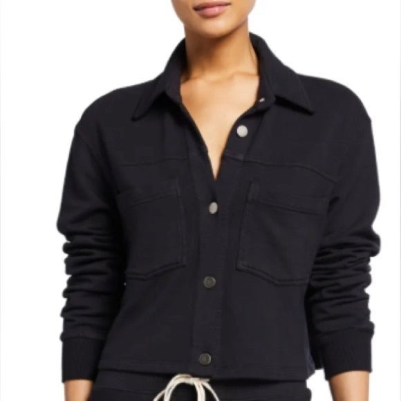 Monrow Cropped Trucker Jacket (Shacket) in Faded Black SOLD OUT - Picture 1 of 5